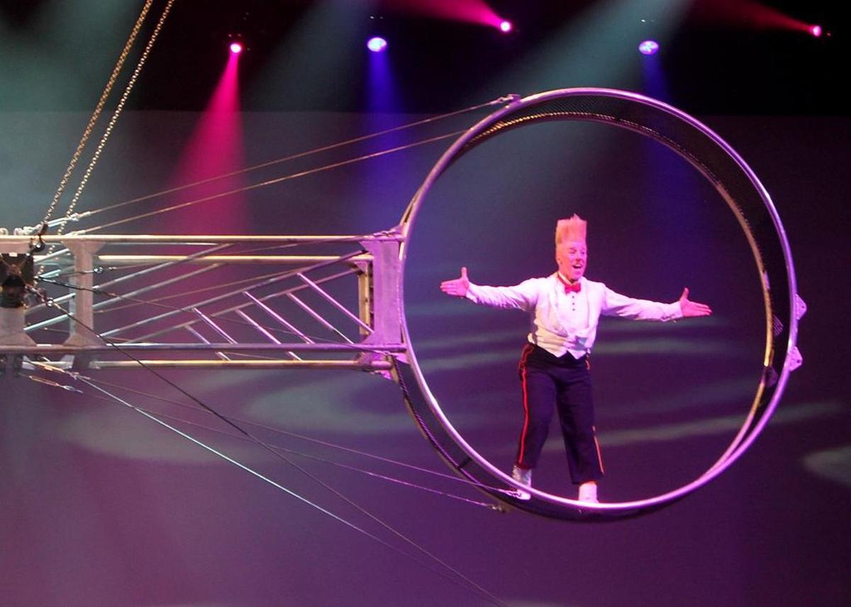 Daredevil Bello Nock plays to the crowd at a performance at the Beau Rivage Resort & Casino in Biloxi. He’ll be back this spring after his previously-scheduled show was canceled during the coronavirus.