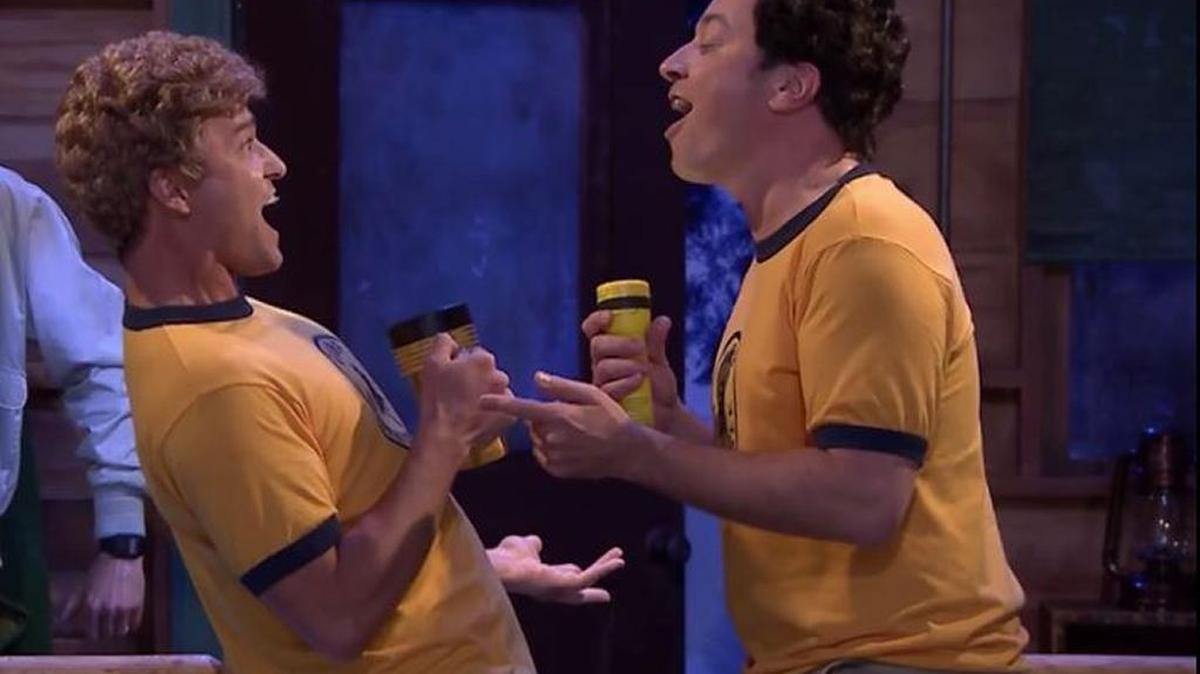 Justin Timberlake and Jimmy Fallon sing “Ironic” in a return to Camp Winnepesaukee.