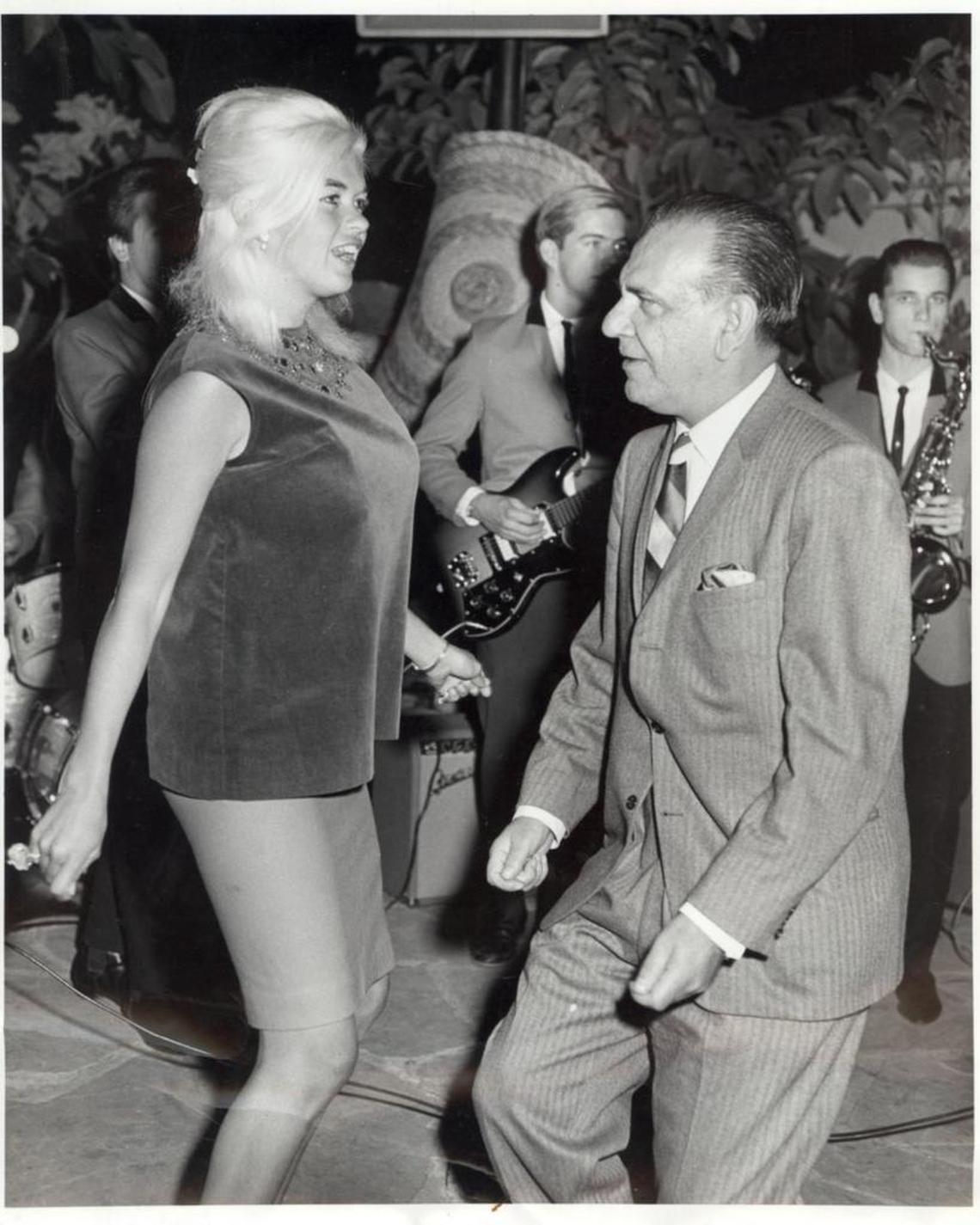 Jayne Mansfield dances with an unidentified patron at Gus Stevens Restaurant &amp; Supper Club, likely during a 1967 appearance in Biloxi. If you know who this person is, please call 228-896-2309.