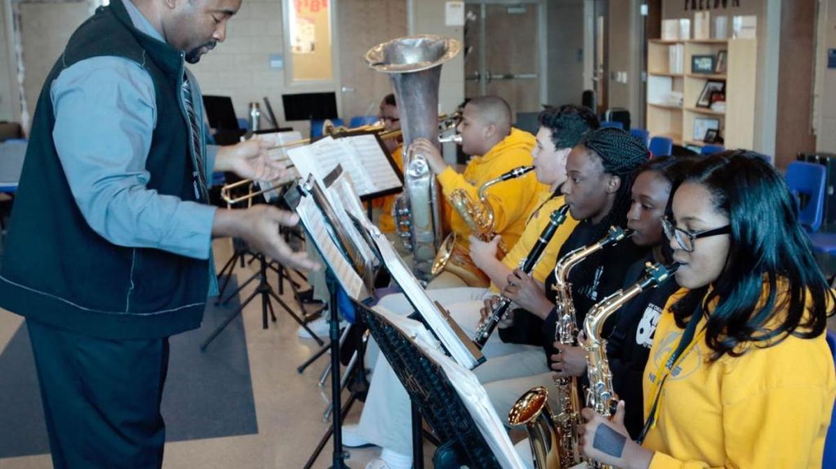 Keith Hart teaches class at KIPP Believe College Prep School, where he founded the music program 11 years ago.