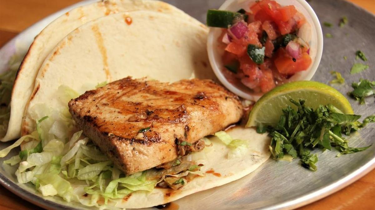 The Blind Tiger serves fish tacos with thick filets of mahi mahi cooked just right.