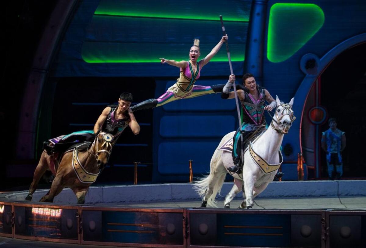 The Cossack Riders, facing constant danger doing daring acrobatics, perform with the Ringling Bros. and Barnum & Bailey circus in Washington, March 31, 2017. The 146-year-old circus will close May 21 after having failed to sufficiently dazzle the children of the smartphone age and to overcome the animal rights movement's opposition to having animals perform.