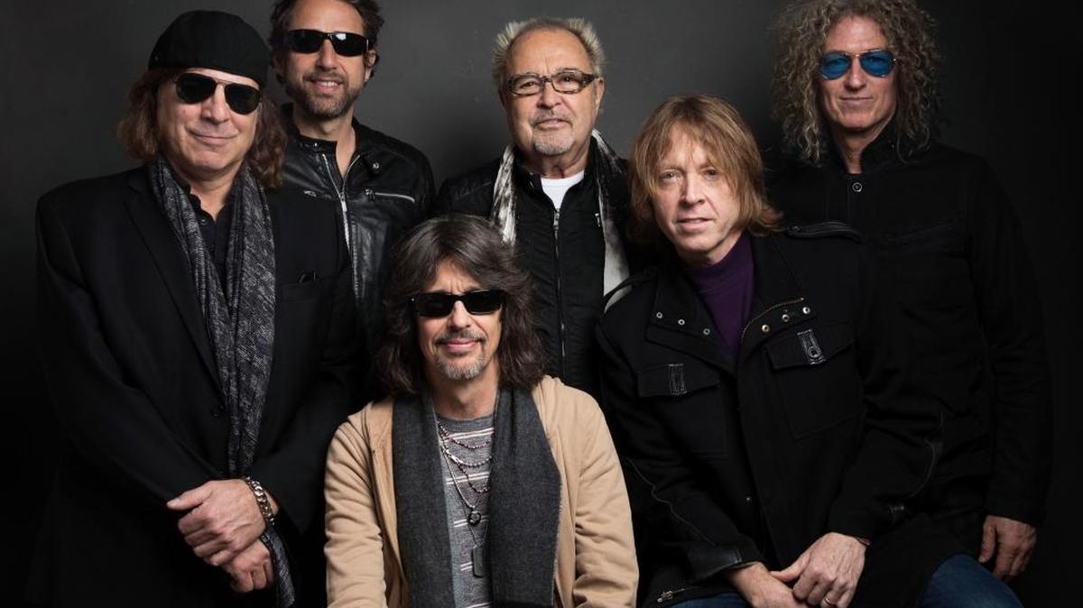Thom Gimbel, from left, Michael Bluestein, Mick Jones, Kelly Hansen, Jeff Pilson and Bruce Watson of Foreigner pose for a portrait at the Music Lodge during the Sundance Film Festival on Friday, Jan. 20, 2017, in Park City, Utah.