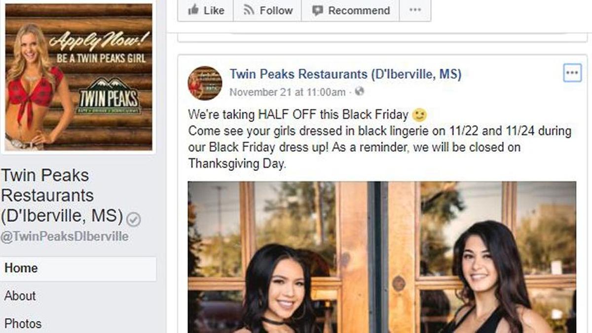 Twin Peaks girls are wearing black lingerie to work on Black Friday at the D’Iberville location.