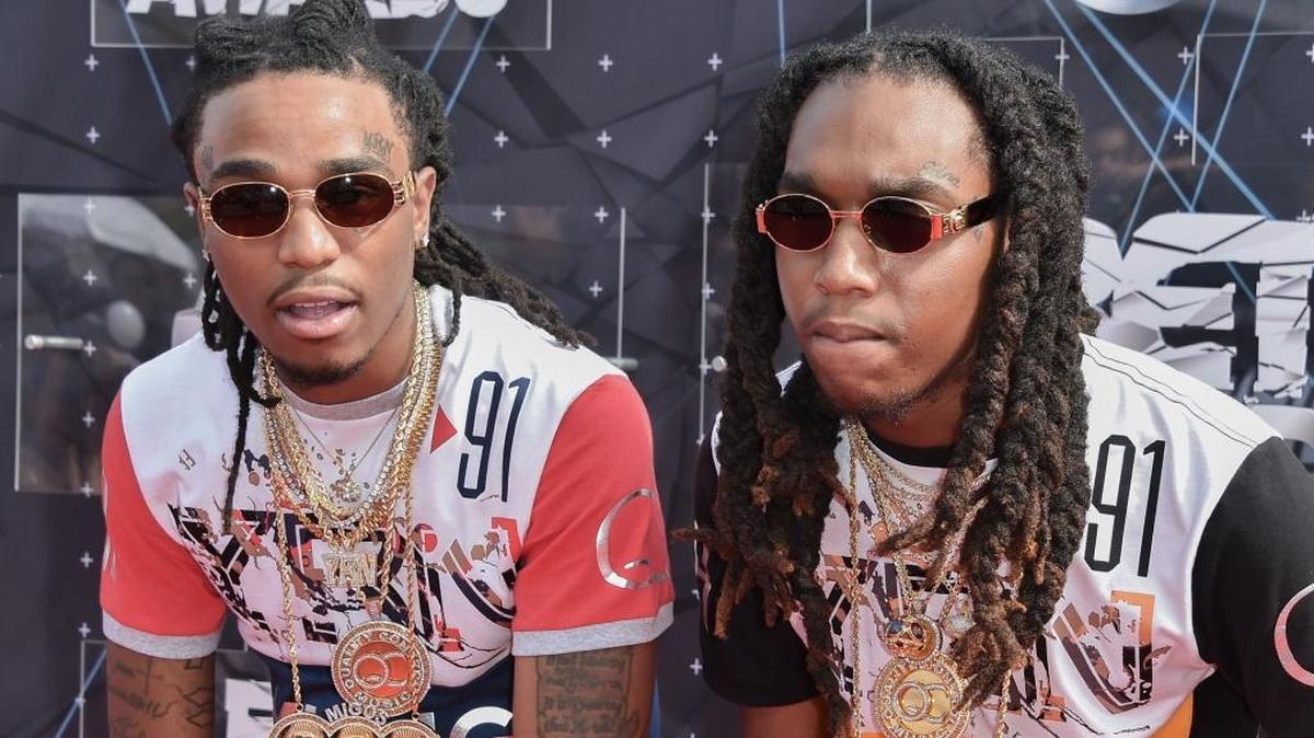 Quavo and Takeoff from the band Migos in 2014 at the BET Awards in Los Angeles. Migos performed during Spring Fest in Biloxi on April 8, 2017.