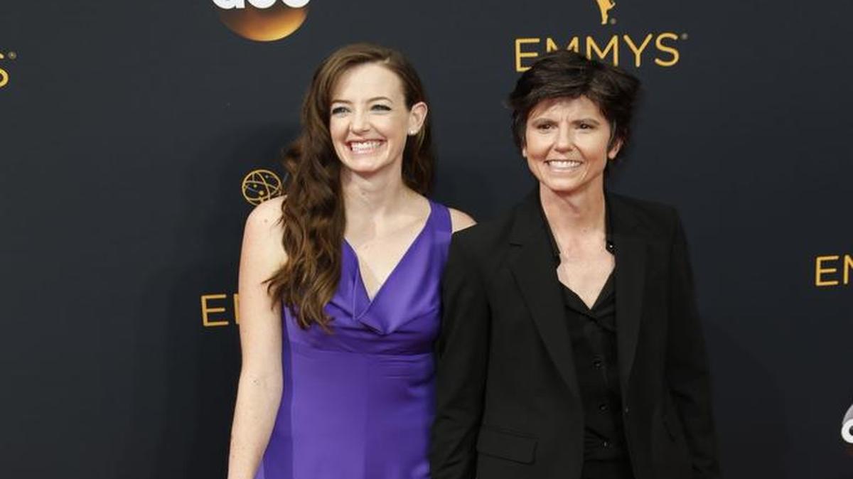 Tig Notaro and Stephanie Allynne arrive at the 68th Primetime Emmy Awards at the Microsoft Theater in Los Angeles on Sunday, Sept. 18, 2016.
