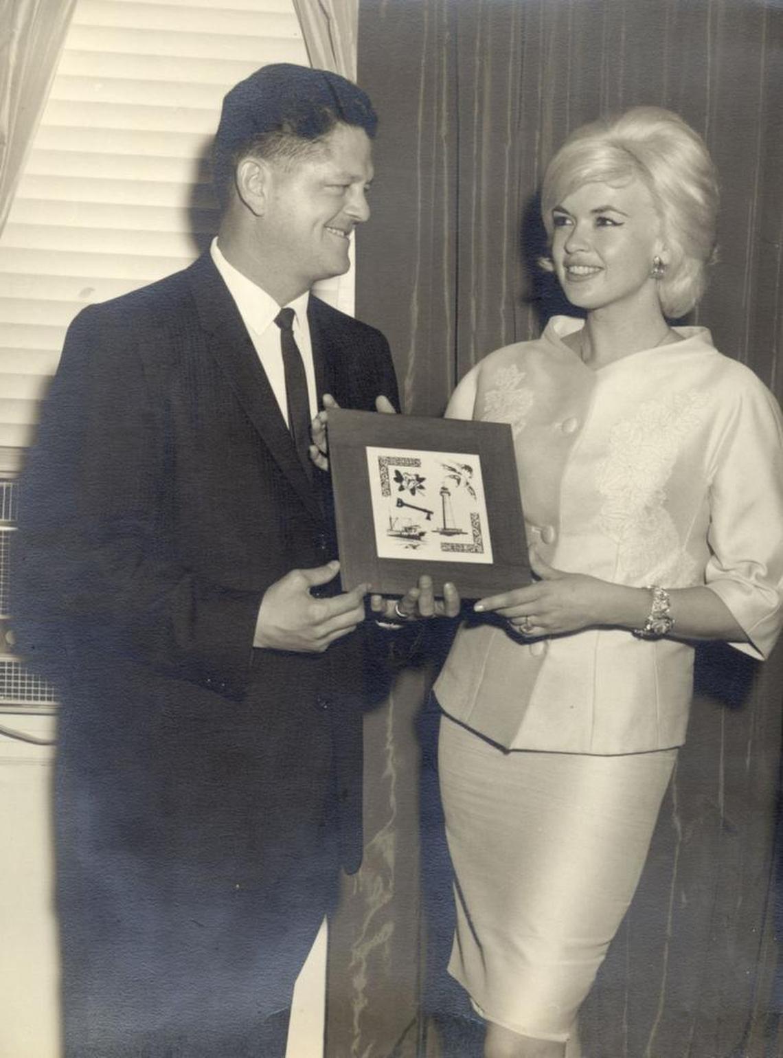 Then-Biloxi Mayor Danny Guice gave actress-entertainer Jayne Mansfield the keys to the city during her first performance at Gus Stevens Restaurant & Supper Club.