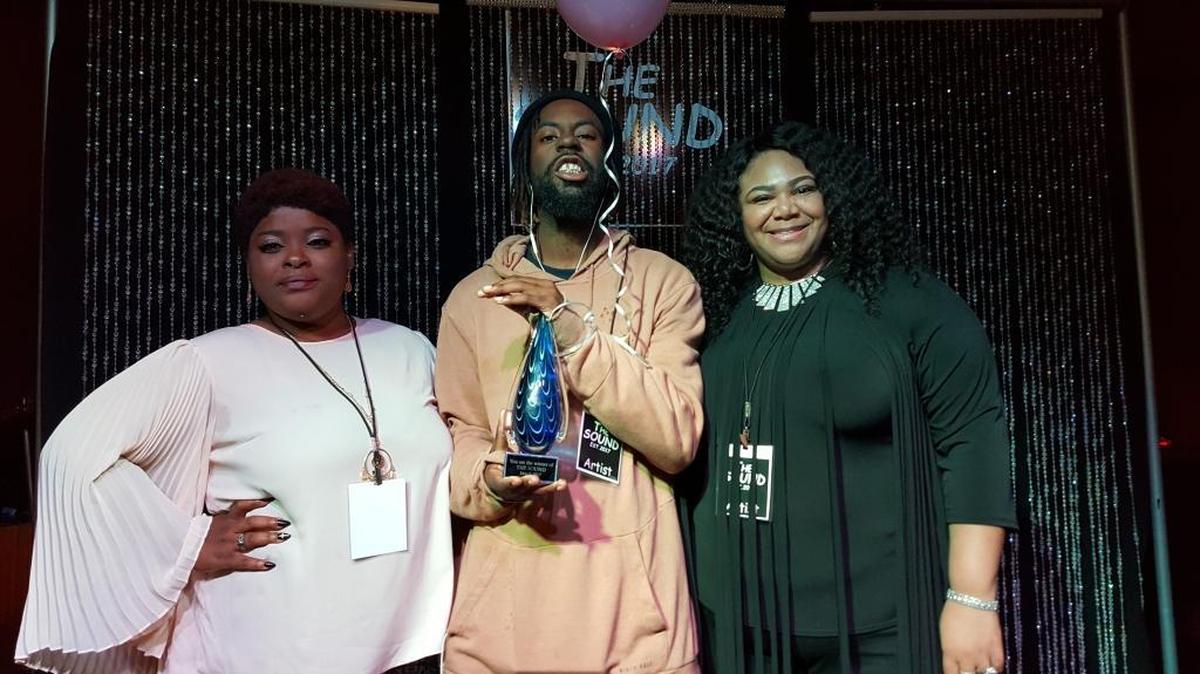 From left, Moho Shaheed, winner Quavis Black and Christina Marie pose for a photo after The Sound Talent Showcase at the 13th St. Jazz Bistro in downtown Gulfport on Sunday, March 12, 2017.
