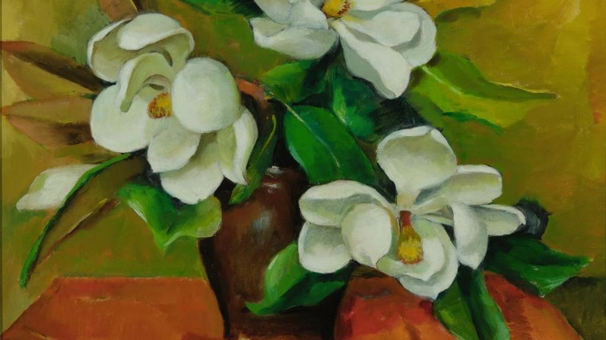 ‘Magnolias,’ Marie Hull (1890-1980), not dated. Oil on canvas board. Collection of the Mississippi Museum of Art, Jackson. Gift of the artist.