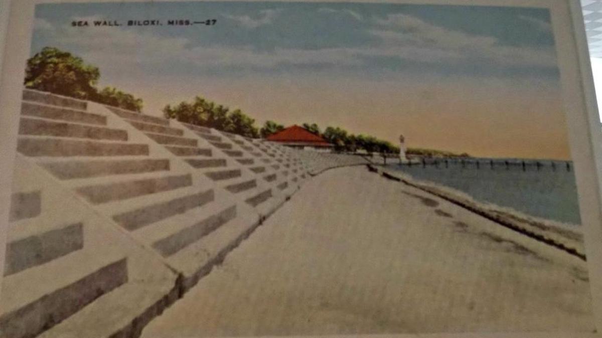 Philip Shaw will give a presentation on ‘Engineering Marvel-The Seawall’ at the Pass Christian Historical Society monthly luncheon on Oct. 23. This is a 1927 photo of the seawall in Biloxi, with the Biloxi Lighthouse in the background.