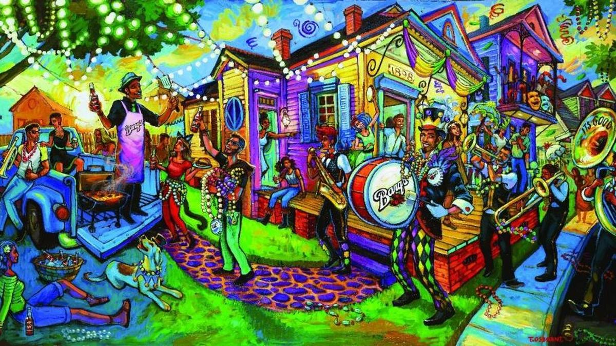 Terrance Osborne was selected to portray the Barq’s brand with vibrant and colorful work about Mardi Gras.