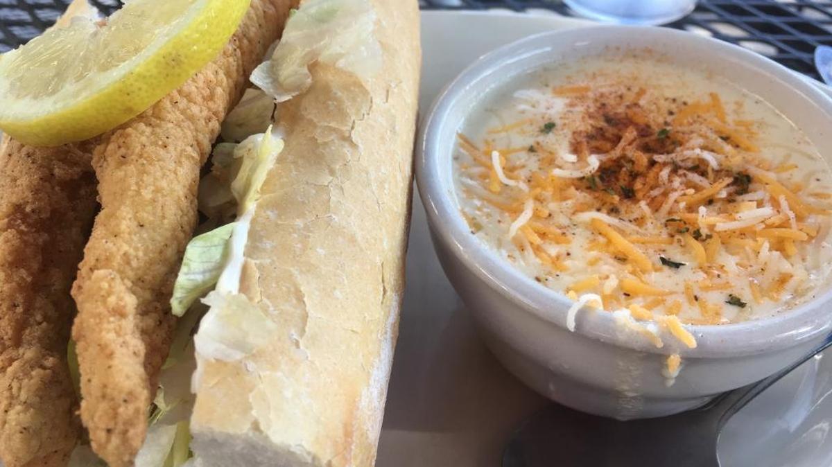 Half a catfish po-boy and a cup of bisque was a lunch special option recently at Cuz’s Old Town Oyster Bar & Grill in Bay St. Louis.