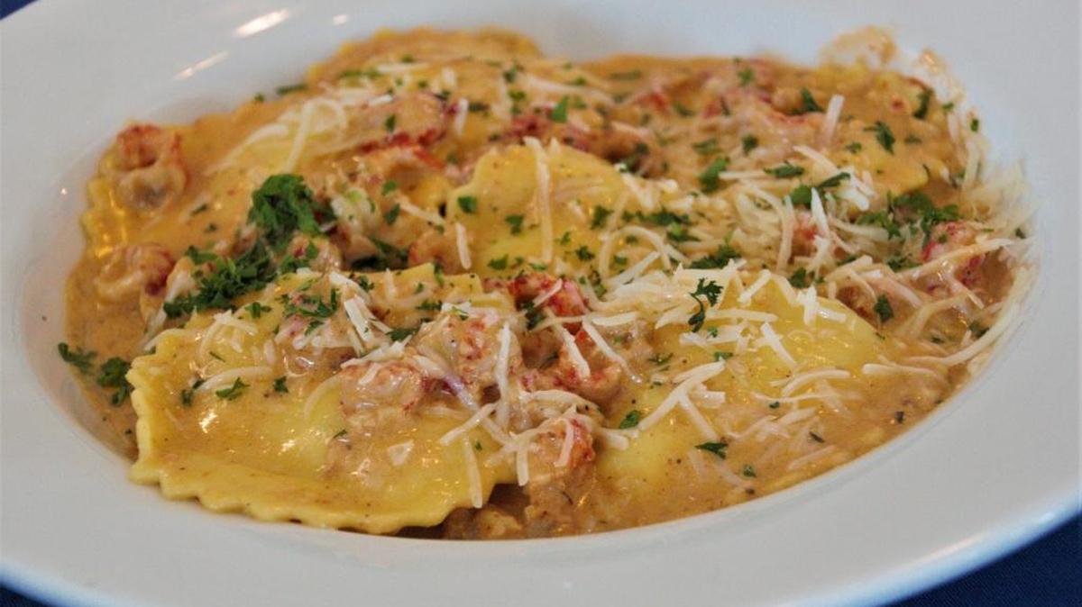 Crawfish Monica Ravioli is a house special.