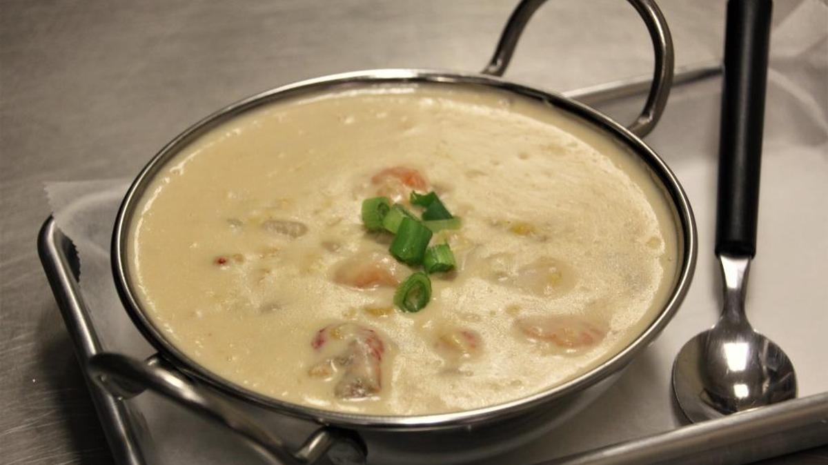 The Kraken’s seafood bisque is creamy and delicious, seasoned to perfection.