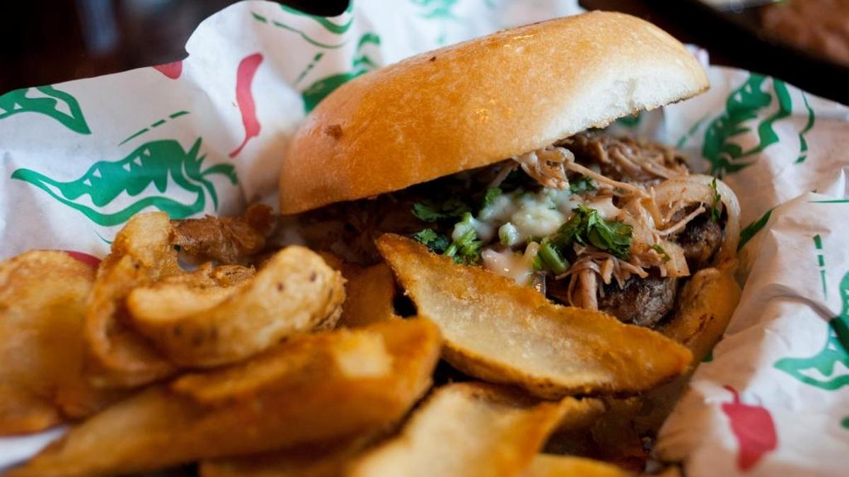 Although it’s not a traditional offering for a Mexican restaurant, the burger with its soft, sweet bun is particularly tasty.