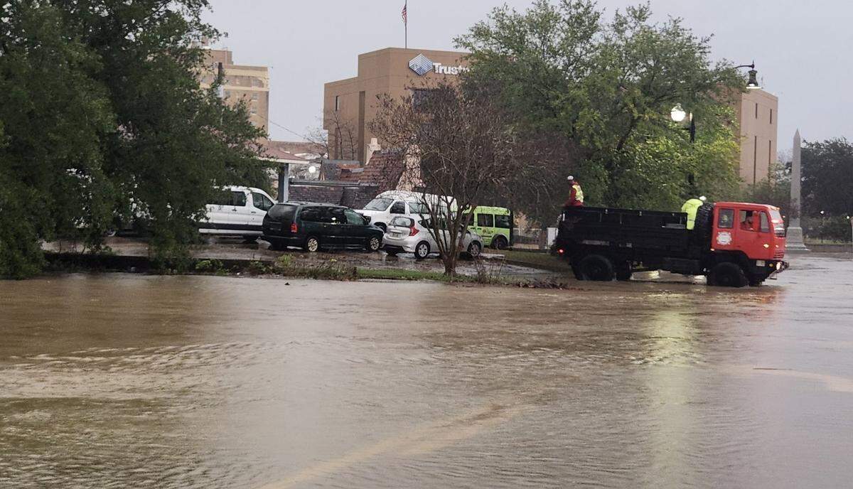 First responders rescued stranded people via a truck carrying a raft Wednesday afternoon. NWS warned of floods throughout the state.