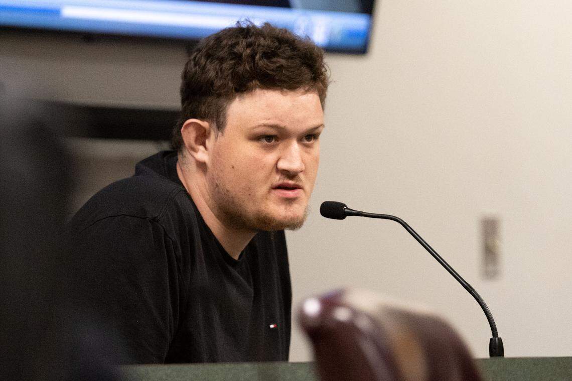 Jesse Holifield testifies during a trial at Jackson County Circuit Court on Tuesday.