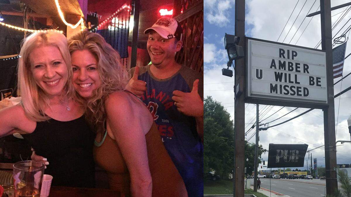 Biloxi native Amber Holliman, left,  is shown with close friend Jessica Cardellino and Nick Cardellino, Jessica's husband and Amber's boss and friend, at The Rusty Nail in Atlanta. On the right is the sign in front of The Rusty Nail.