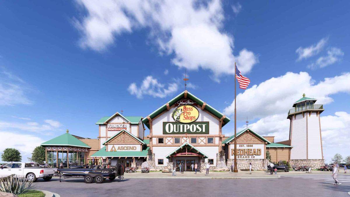 A rendering shows the new Bass Pro Shops that will be built in Jackson County, MS, along I-10.