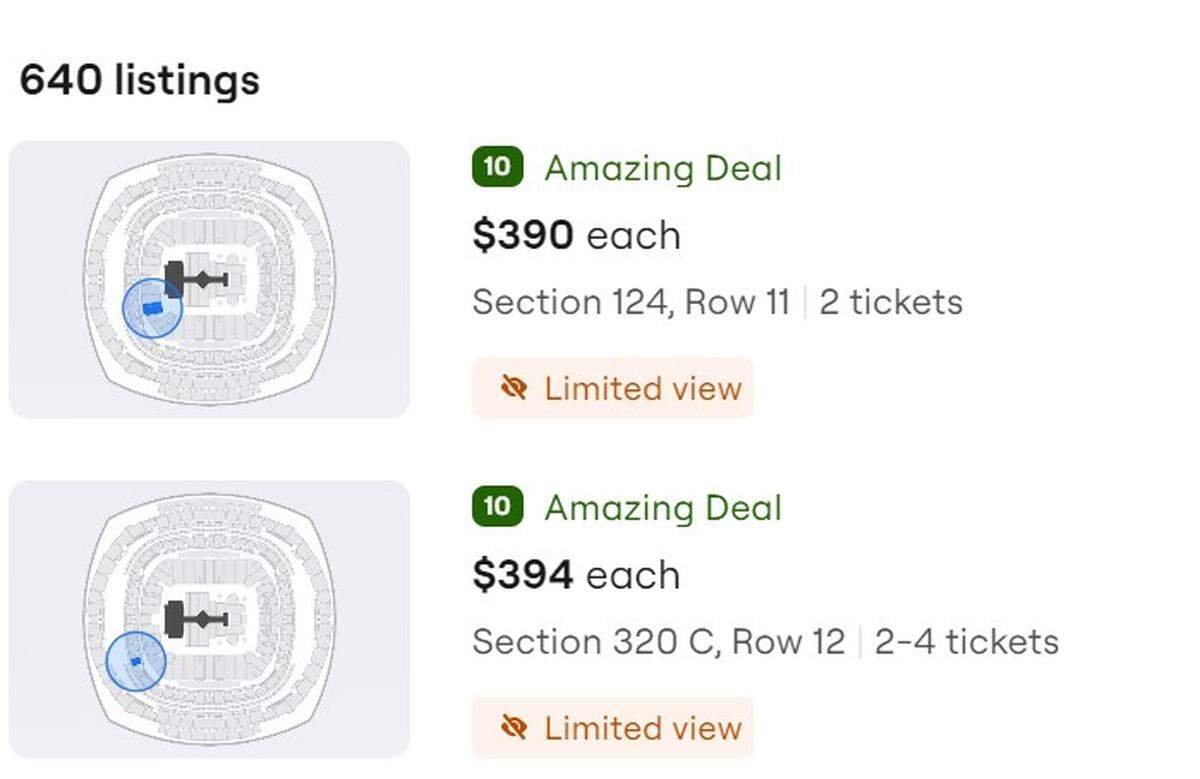 The story of the amazing shrinking ticket prices continues, with seats now available for less than $400 apiece.