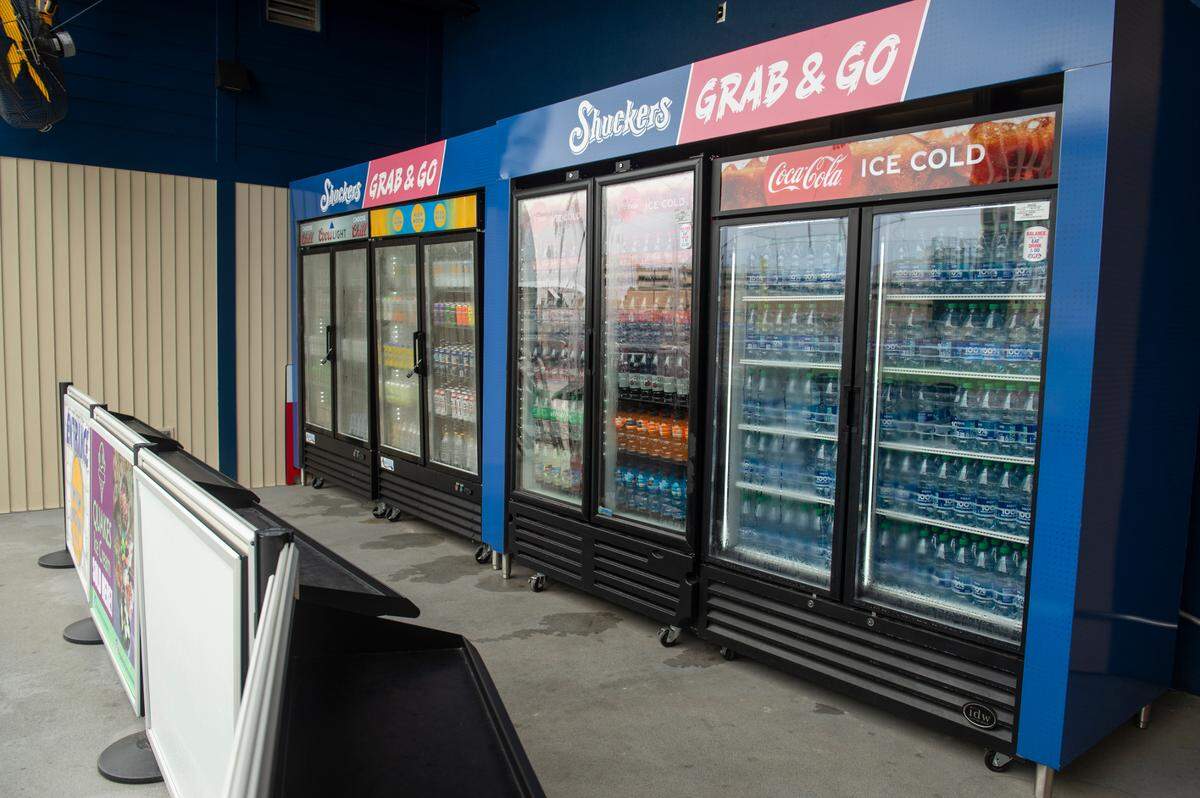 A new grab and go drink section at Shuckers Ballpark on Friday, May 10, 2024. During the offseason, Shuckers Ballpark underwent renovations, including all new food and beverage offerings around the park.