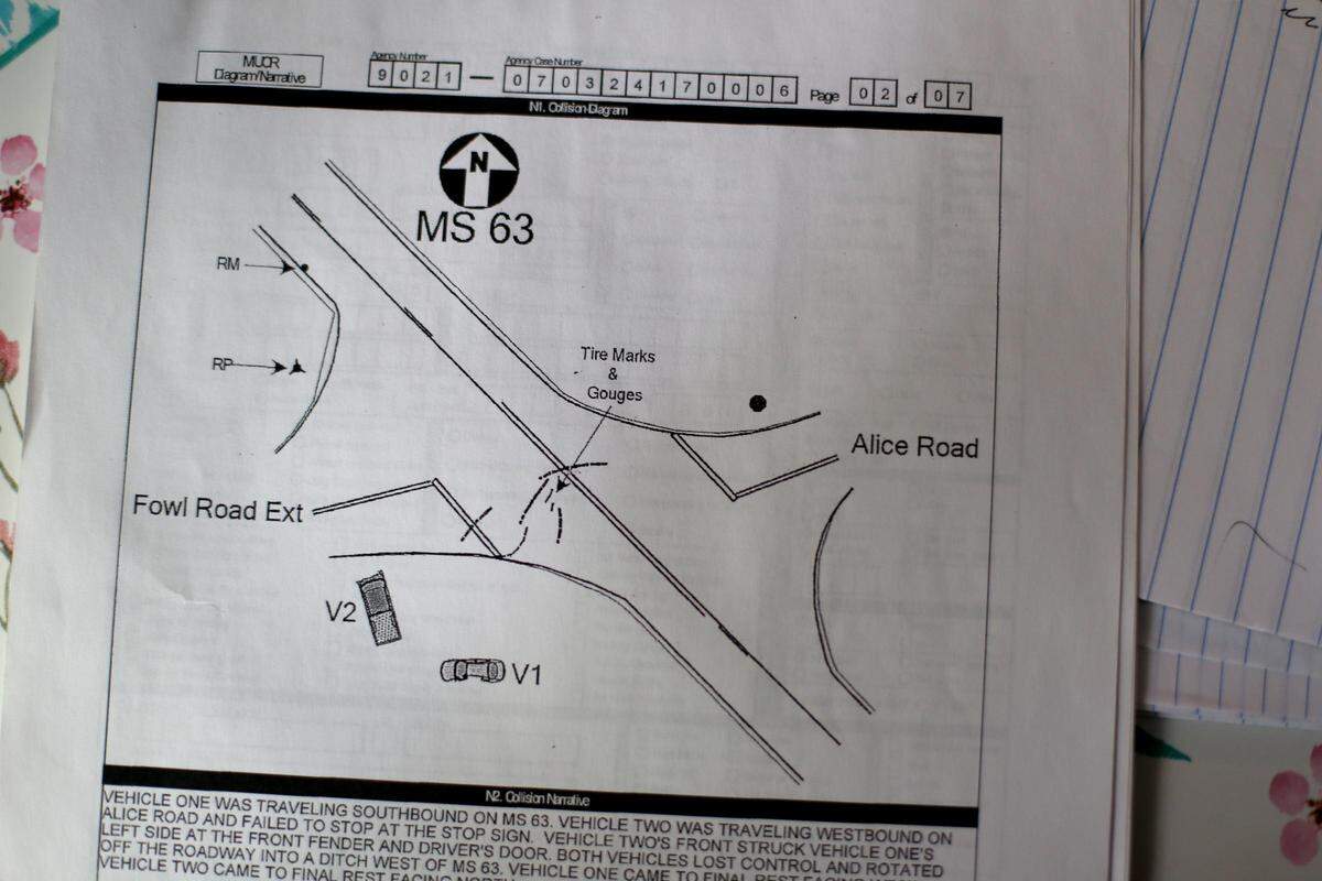 Joey Beard was joy riding with his friends while under the influence of alcohol on March 24, 2017, when he failed to stop at an intersection, colliding with Lauren Norris’ car at excessive speed. Lauren was killed in the crash. A police report shows a diagram of the collision.
