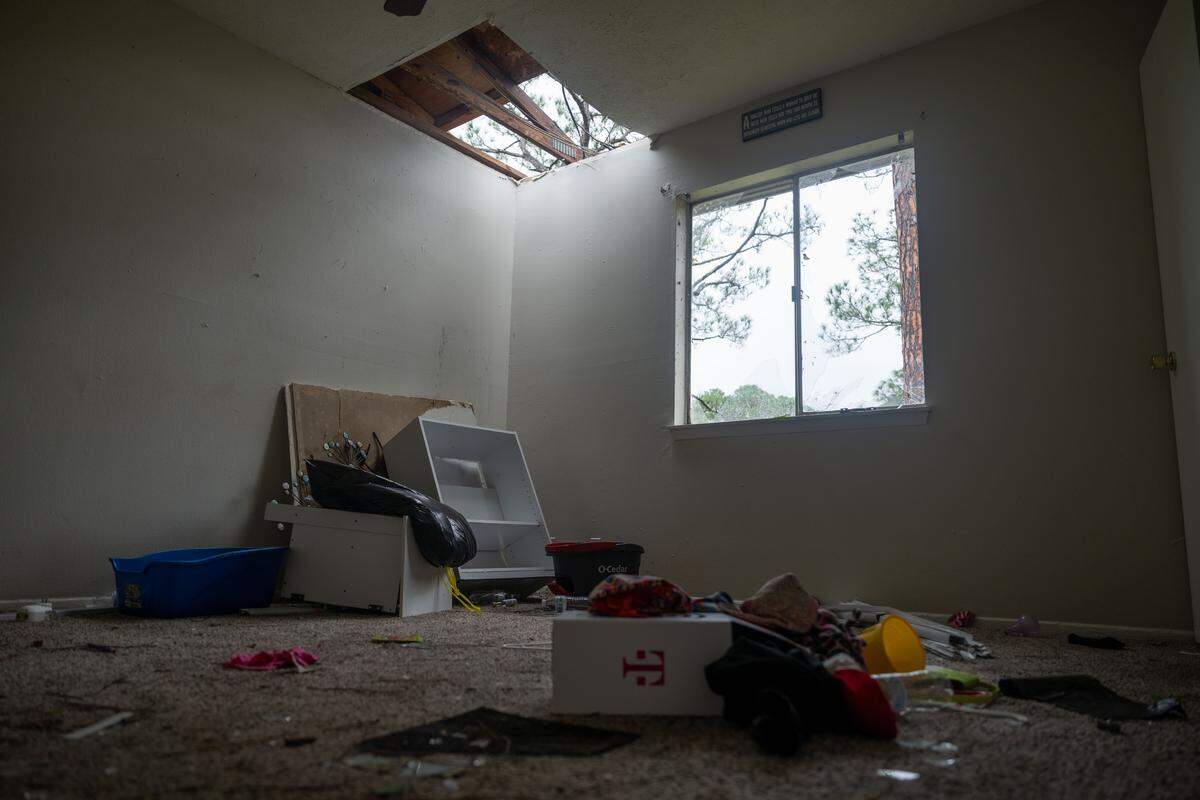 The roof of an apartment collapsed Sunday at the Riverbend Condos in Gautier.