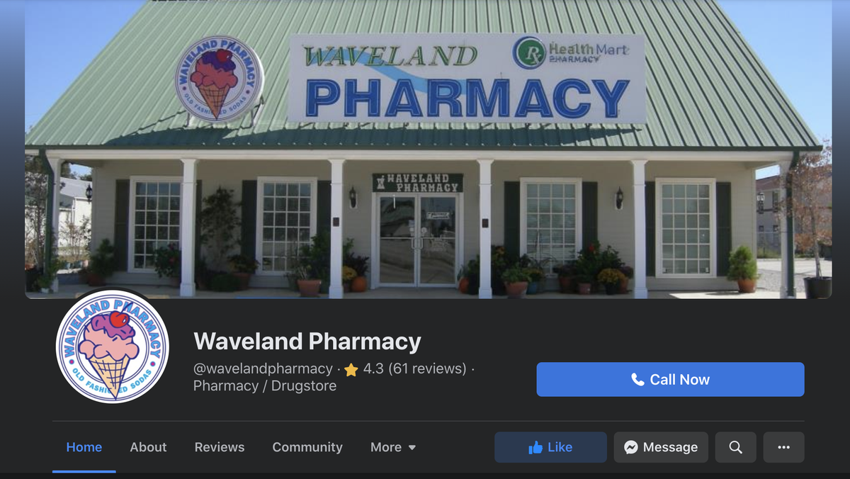 Waveland Pharmacy in Waveland, Mississippi sells Dong Phuong king cakes during Carnival season.