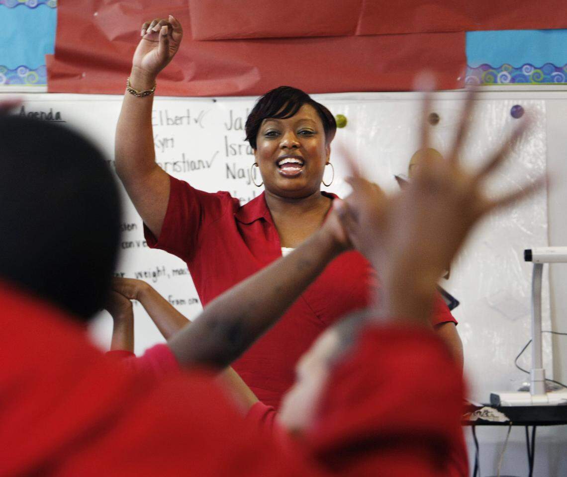 Trenise Duvernay teaches fourth grade math class.