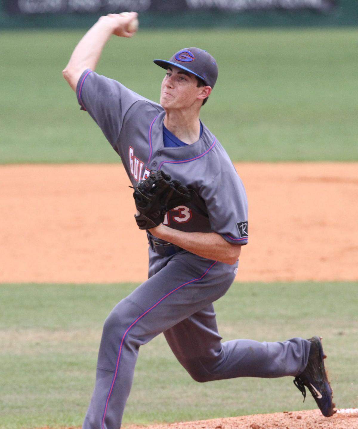 JOHN FITZHUGH/SUN HERALD  Gulfport pitcher Alex Nelms only allowed one hit in his start against Biloxi on Thursday April 16, 2015