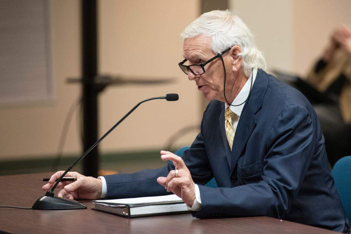 Attorney Michael Cavanaugh makes a presentation to the Mississippi Gaming Commission on behalf of Biloxi Capital during a gaming commission meeting in Biloxi on Thursday, Jan. 16, 2025.
