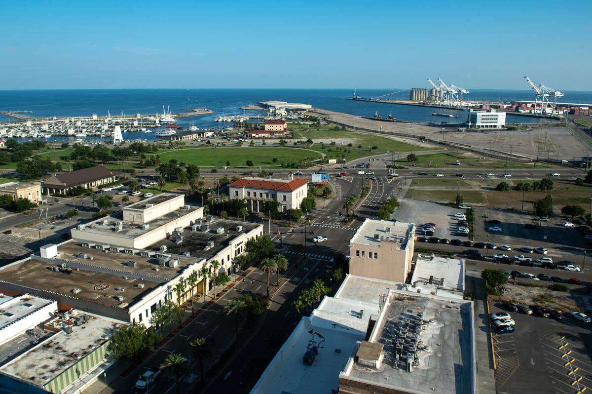Present: The view of downtown Gulfport from the roof of the Hancock Whitney Bank building is much different than what the city looked like when it was incorporated 125 years ago. A celebration is July 29 at Jones Park.