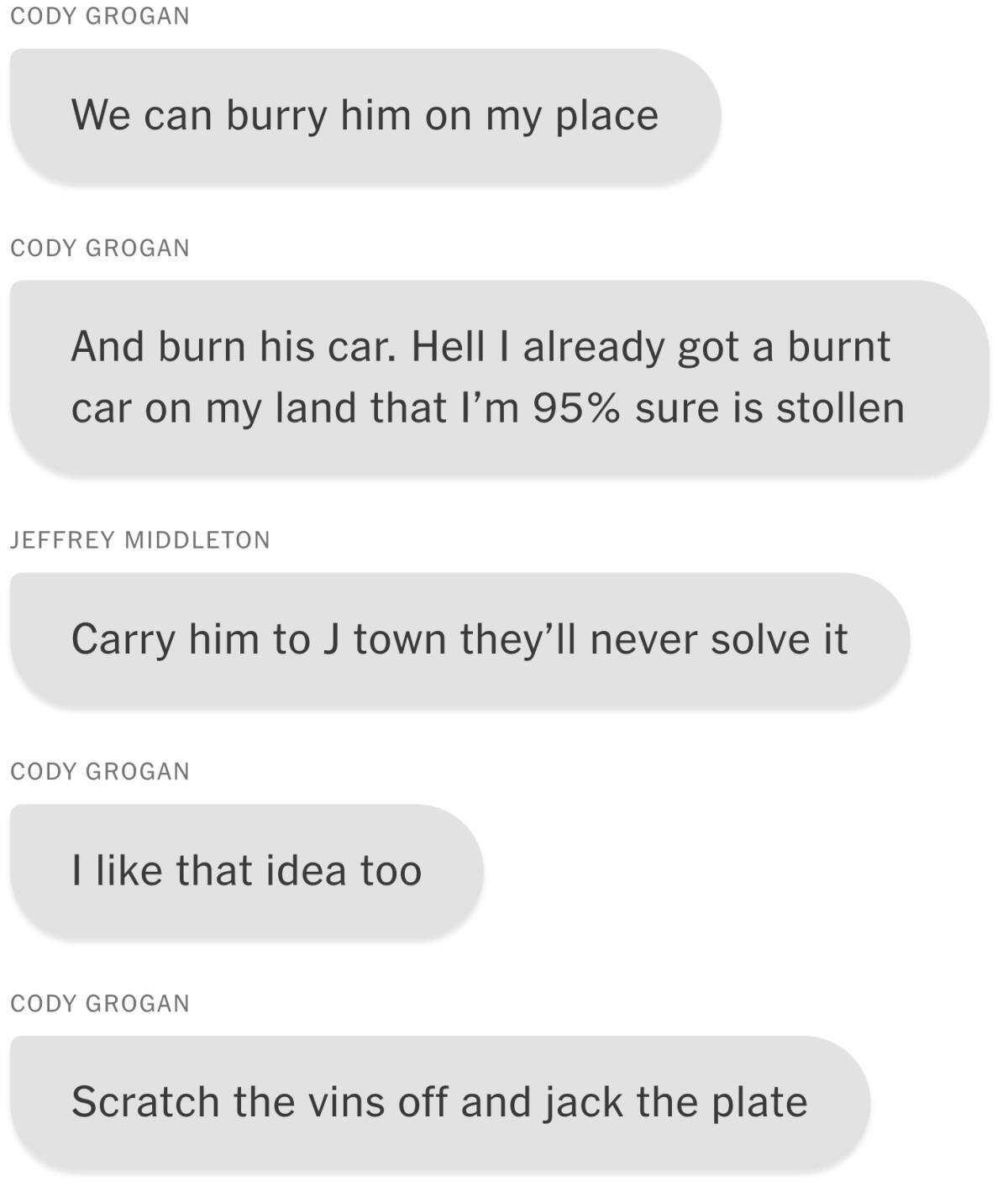 WhatsApp text messages among members of the Goon Squad.