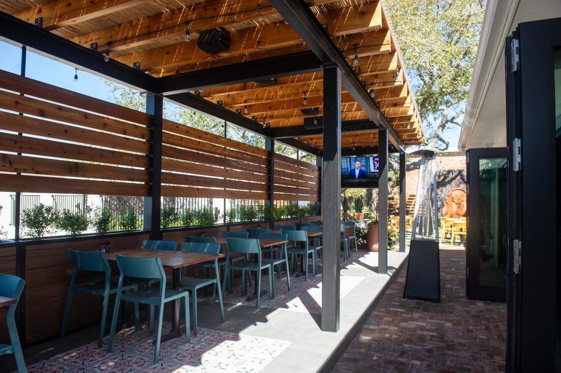 Part of the patio space at the newest location of Aztecas Restaurant and Cantina in Biloxi on Thursday, March 6, 2025.