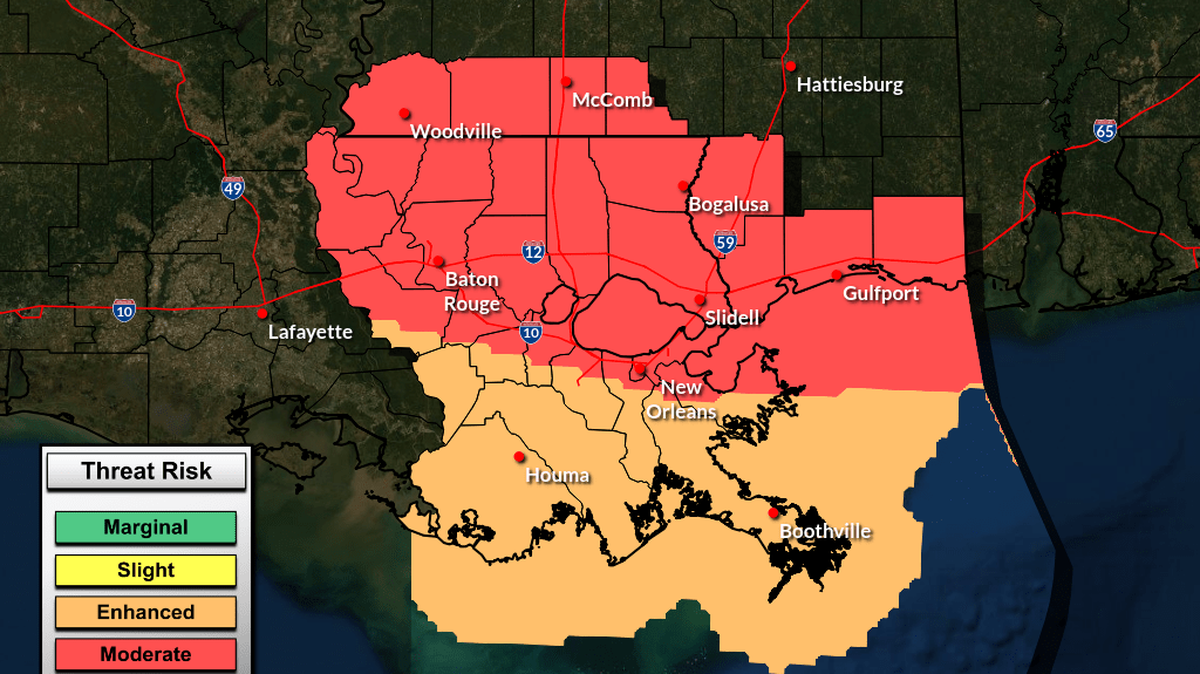 South Mississippi is most at risk for severe weather Saturday through the late evening hours.