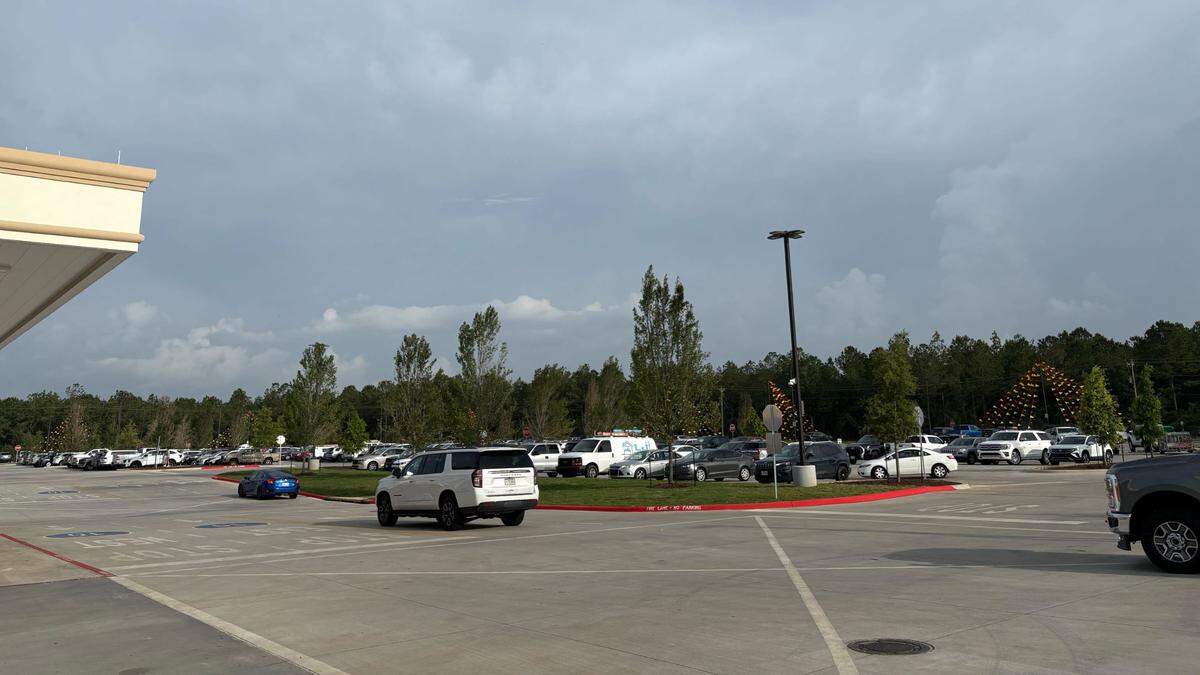 The traffic lot is full, but not overflowing, two hours after Buc-ee’s opened in Harrison County.