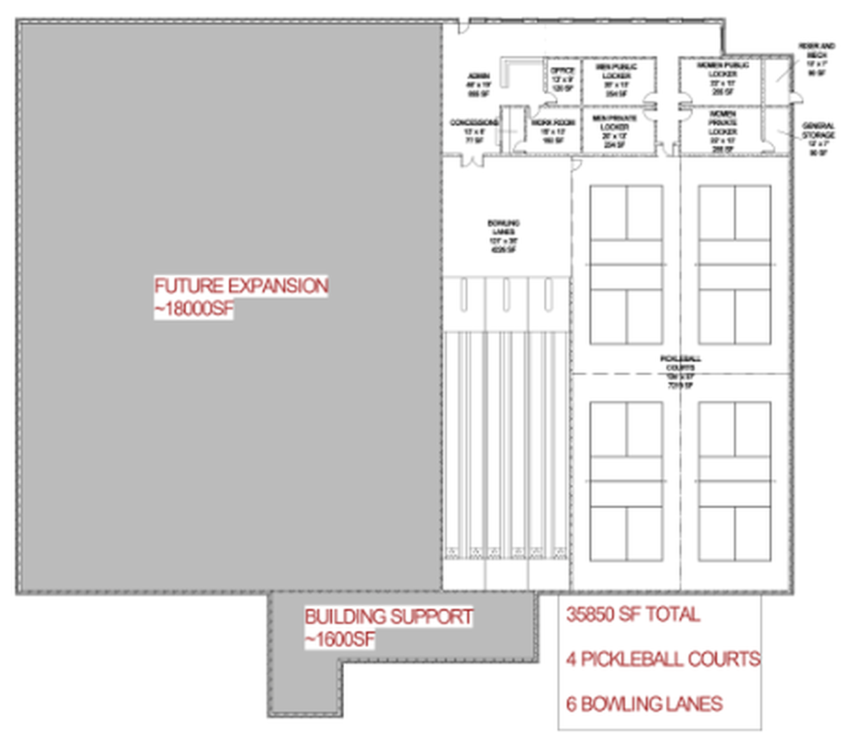 The proposed layout of the planned multipurpose facility to be built on campus at Gulfport High School.