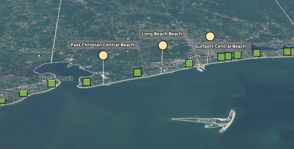 Pass Christian Central Beach, Long Beach and Gulfport Harbor Beach are under water contact advisories this week.
