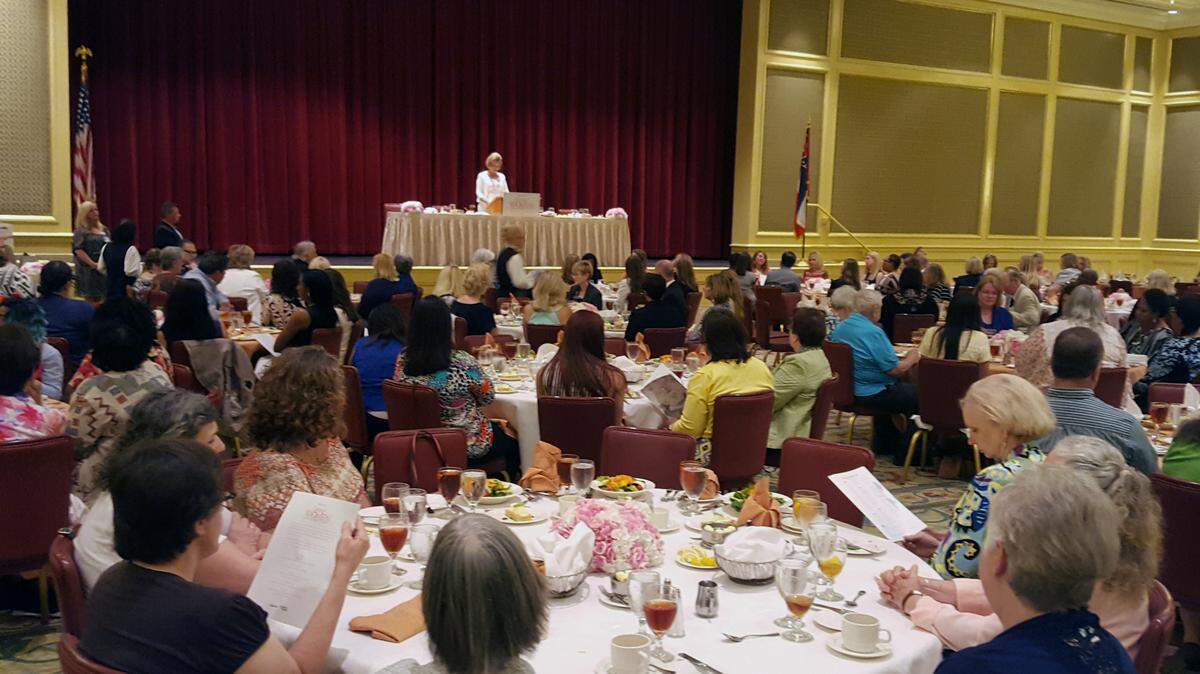 SHANNON DAVIDSON/SPECIAL TO THE SUN HERALD 
 Nearly 175 guests listen as Kathy Springer, assistant administrater, Merit Health Biloxi give recognition to the nominees for the 2016 Clebration of Caring Women Awards on Wednesday at the Beau Rivage Resort and Casino.