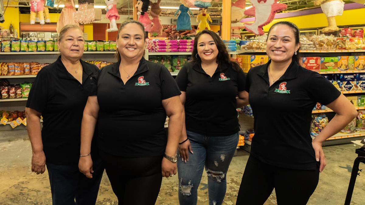 Lupita Sandate, Rosie Sandate, Laura Sauceda and Yaresi Sandate at La Norteña Restaurante in Biloxi on Thursday, March 4, 2021. The grocery store and restaurant in East Biloxi saw business boom early in the pandemic as customers stocked up no groceries, then trickle to almost nothing. Now, things are closer to normal, but some of their customers are still out of work and the remittances they send through their money transfer service have declined,
