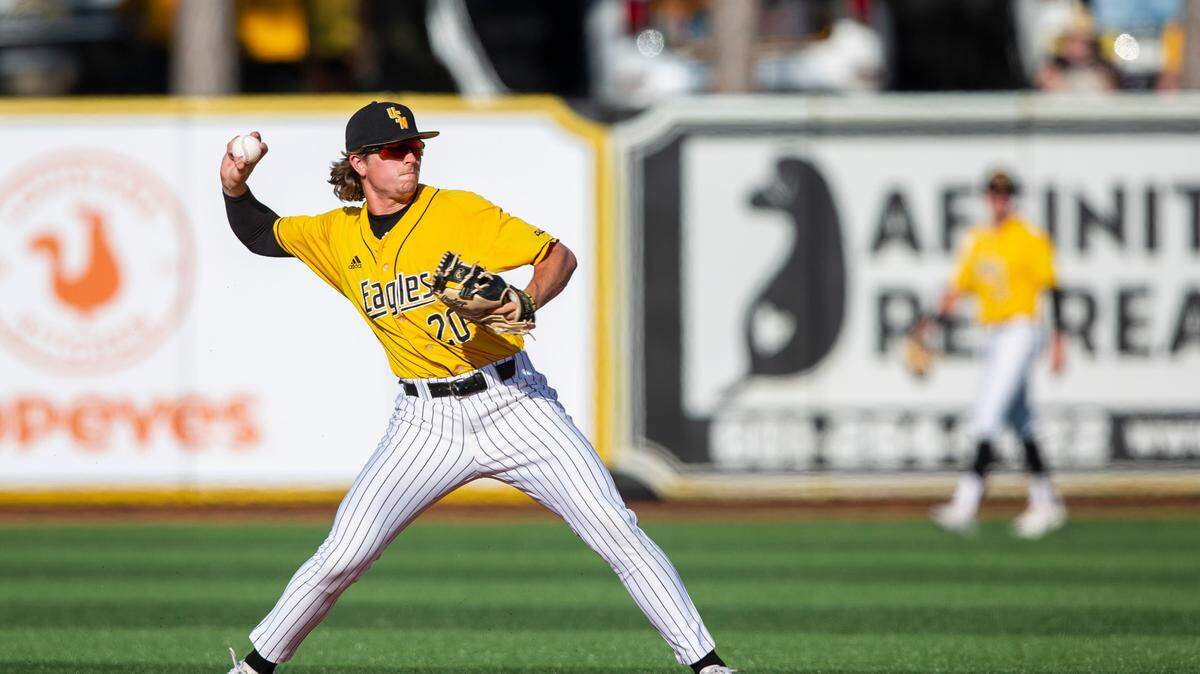 Southern Miss’s Brady Faust throws a pass during a game against UTSA during the Conference USA tournament at Pete Taylor Park in Hattiesburg on Saturday, May 28, 2022.