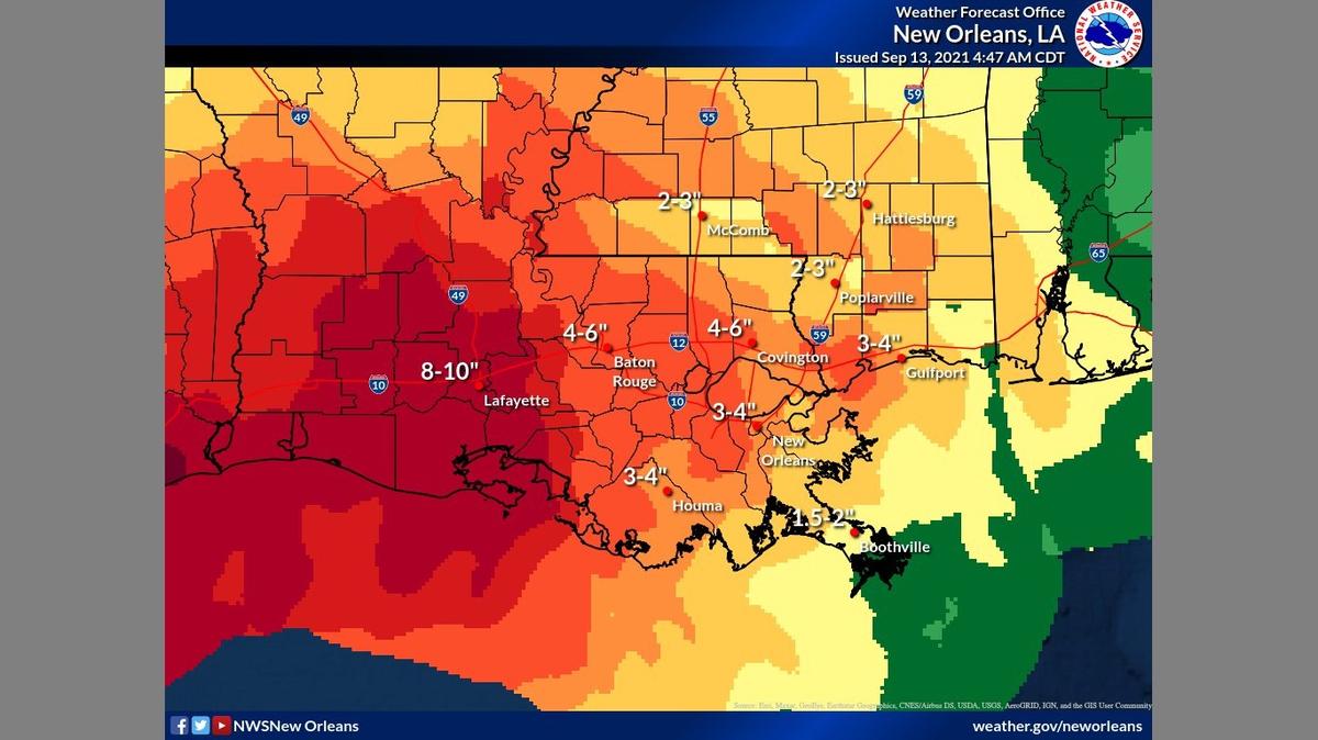Tropical Storm Nicholas is forecast to dump excessive amounts of rain across the northern Gulf Coast, including southeastern Louisiana and coastal Mississippi.