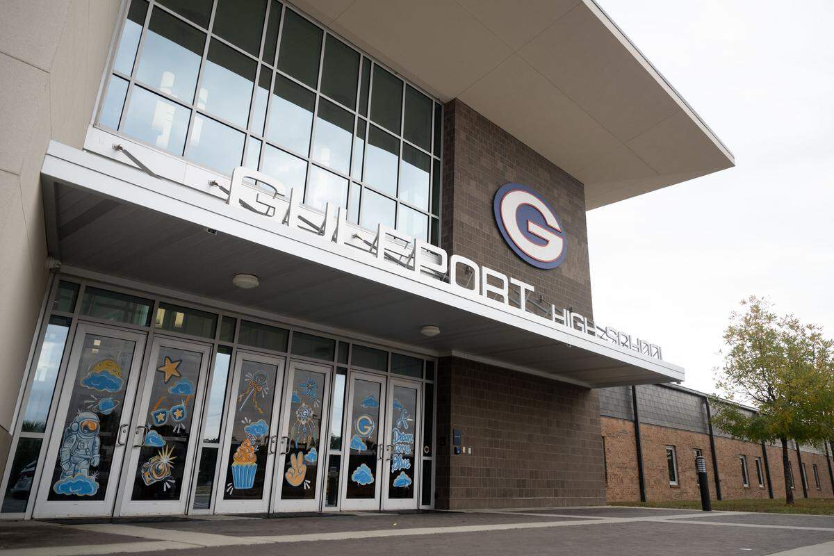 Gulfport High School during a meeting Wednesday afternoon between school officials with Turning Point USA and a student who wants to form a club established by Turning Point founder Charlie Kirk.