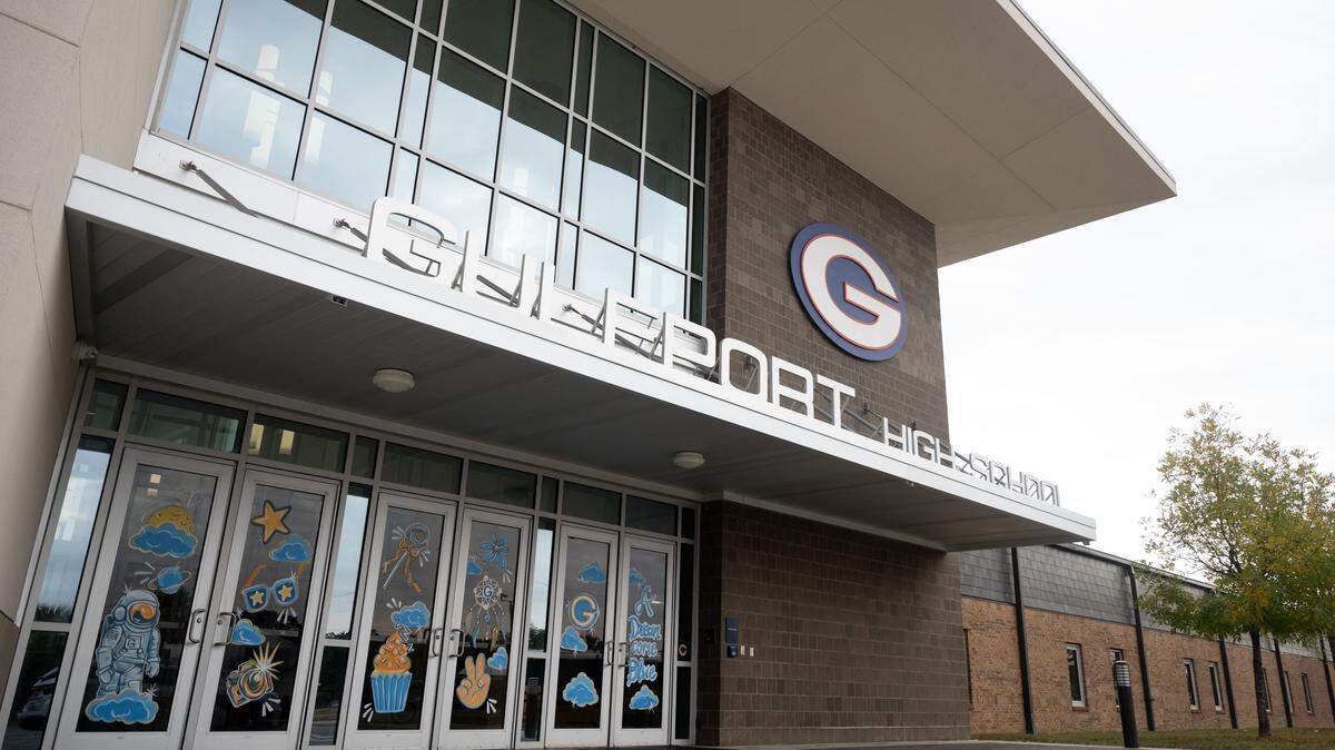 Gulfport High School during a meeting Wednesday afternoon between school officials with Turning Point USA and a student who wants to form a club established by Turning Point founder Charlie Kirk.