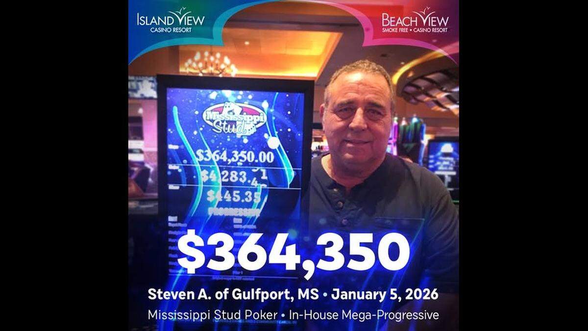 A lucky poker hand gave a local player the progressive poker jackpot at Island View Casino in Gulfport. Three huge jackpots hit this week in three days at South Mississippi casinos.