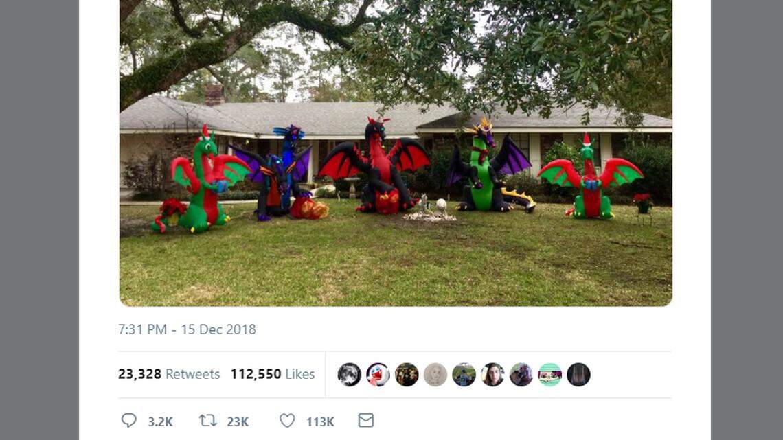 Louisiana woman’s dragon Christmas display goes viral thanks to ‘judgmental’ neighbor