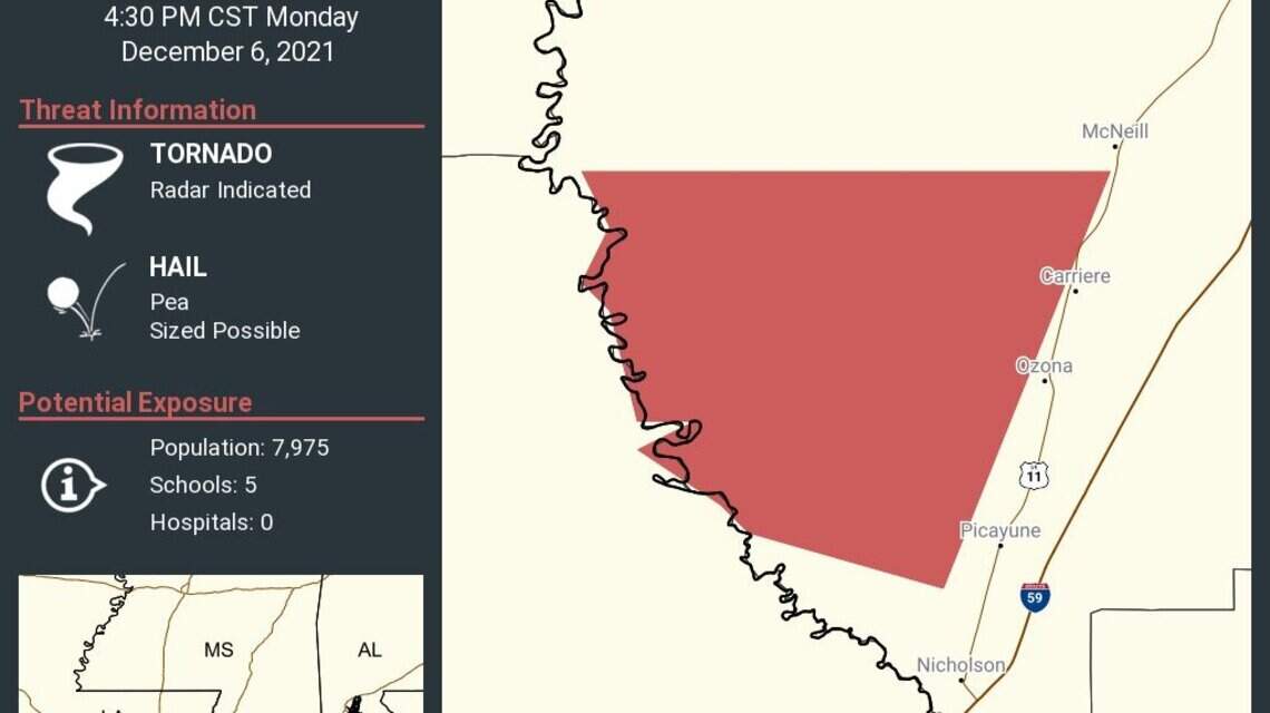 Tornado warning issued in Hancock, Pearl River counties during severe weather
