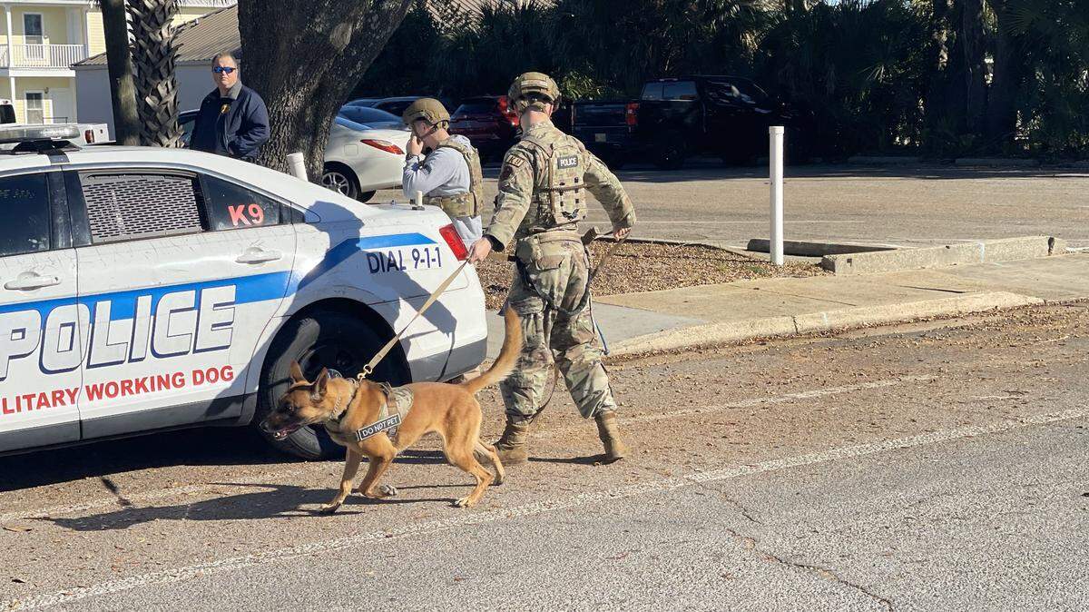 Harrison County Sheriff Matt Haley said bomb-sniffing dogs from Biloxi and Keesler Air Force Base were on the scene of a bomb threat Thursday at the Biloxi courthouse.