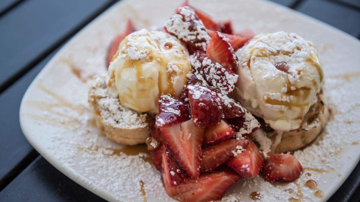 Strawberry shortcake served on fresh biscuits, a dessert served at One Thirty One Lameuse on Thursday, April 7, 2022.