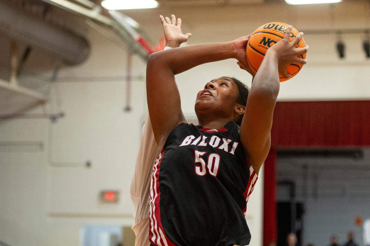 Biloxi’s Zaniya Johnson shoots the ball during a game against Harrison Central at Harrison Central High School in Harrison County on Tuesday, Dec. 12, 2023.